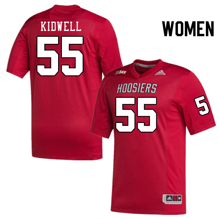 Women #55 Nick Kidwell Indiana Hoosiers College Football Jerseys Stitched-Crimson